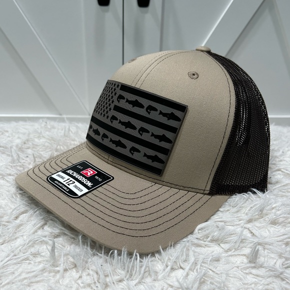 Laser engraved American flag fish. Richardson 112 trucker hat. - Picture 2 of 2